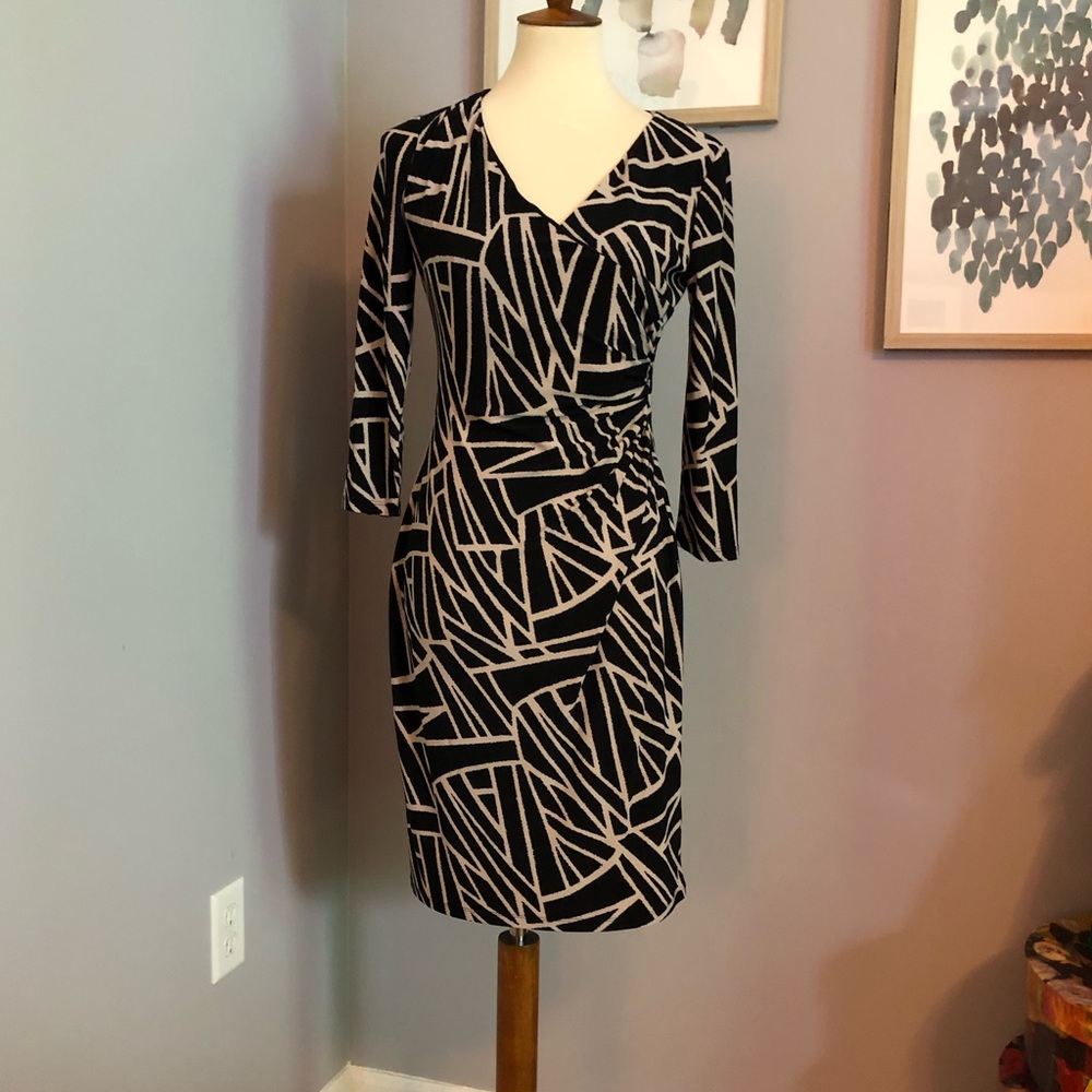 EUC Chaps Geometric Fitted Dress